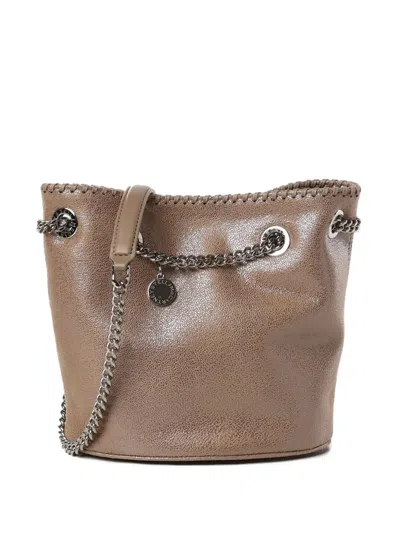 Stella Mccartney Falabella Chain-trimmed Bucket Bag In Neutral