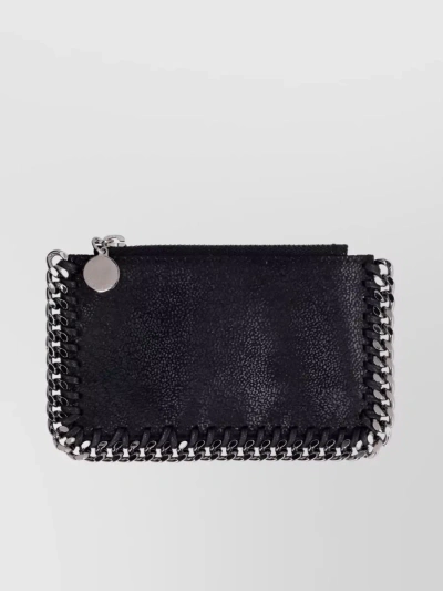 Stella Mccartney Falabella Chain-trimmed Zip Cardholder In Black