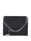 Stella Mccartney Falabella Compact Trifold Wallet Chain Detail In Black