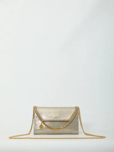Stella Mccartney Falabella Chain Wallet In Metallic Pyrite In Gold