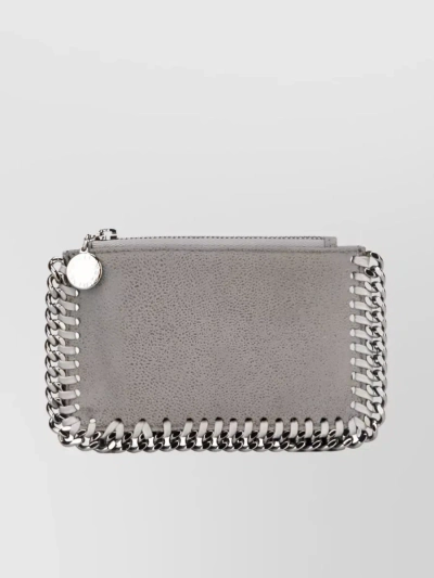 Stella Mccartney Falabella Chain Zip Cardholder With Four Card Slots In Grey