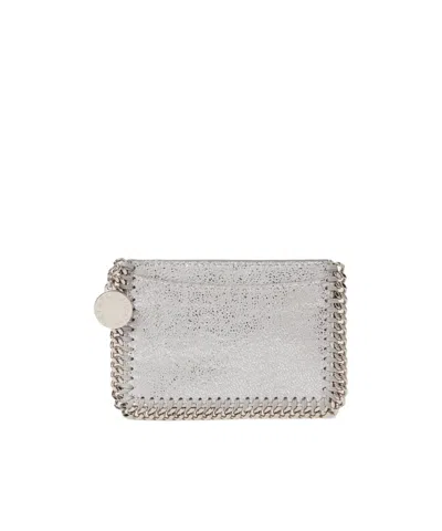 Stella Mccartney Falabella Chain-embellished Card Holder In Gray