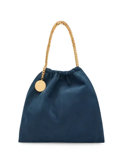 Stella Mccartney Falabella Chain-link Drawstring Shoulder Bag In Blue