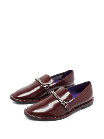 Pre-owned Stella Mccartney Falabella Chain-link Loafers In Red