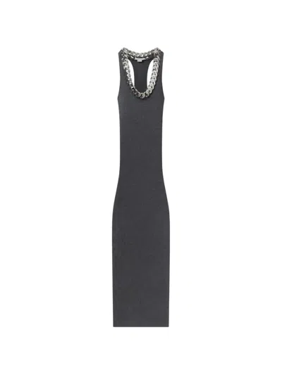 Stella Mccartney Falabella Chain-link Ribbed-knit Maxi Dress In Black