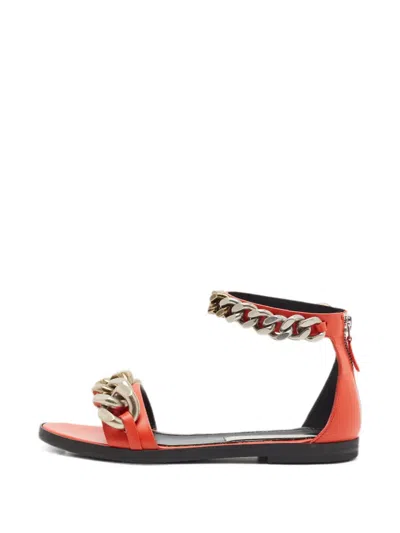 Pre-owned Stella Mccartney Falabella Chain-link Sandals In Orange