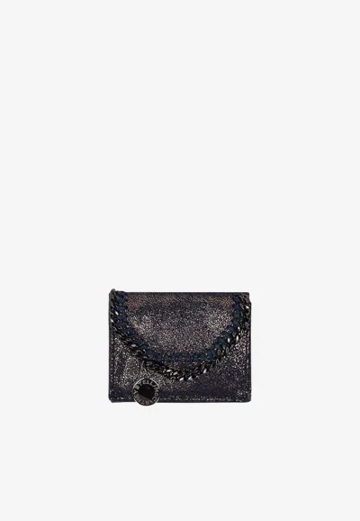 Stella Mccartney Falabella Chain-trim Tri-fold Wallet In Navy