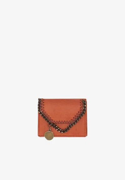 Stella Mccartney Falabella Chain-trim Tri-fold Wallet In Orange