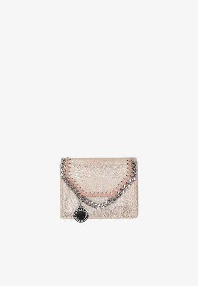 Stella Mccartney Falabella Chain-trim Tri-fold Wallet In Rose Gold