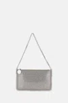 Stella Mccartney Falabella Pochette Accessoire Metallic Crackl Shoulder Bags Silver In Silver