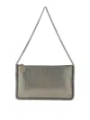 Stella Mccartney Falabella Pochette Accessoire Metallic Crackl Shoulder Bags Silver In Gray