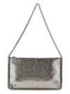 Stella Mccartney Falabella Pochette Accessoire Metallic Crackl Shoulder Bags Silver In Silver