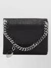 Stella Mccartney Falabella Compact Trifold Wallet Chain Detail In Black