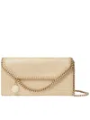 Stella Mccartney Chain Strap Envelope Wallet With Metallic Finish In Neutral