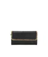 Stella Mccartney Black Falabella Continental Flap Wallet In Black