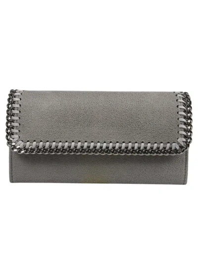 Stella Mccartney Recycled Polyester Falabella Continental Wallet In Grey