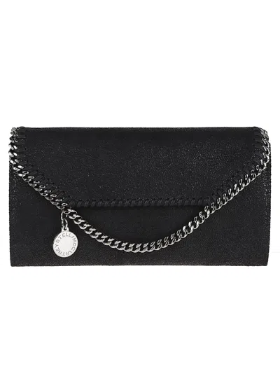 Stella Mccartney Falabella Continental Wallet With Chain Eco Shaggy Deer W/ruthenium Chain In Black