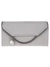 Stella Mccartney Falabella Continental Wallet With Chain Eco Shaggy Deer W/ruthenium Chain In Gray