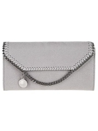 Stella Mccartney Falabella Continental Wallet With Chain Eco Shaggy Deer W/ruthenium Chain In Gray
