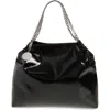 Stella Mccartney Falabella Crinkle Patent Drawstring Tote In Black