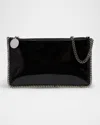 Stella Mccartney Falabella Crinkled Patent Alter Matt Pochette Shoulder Bag In Black