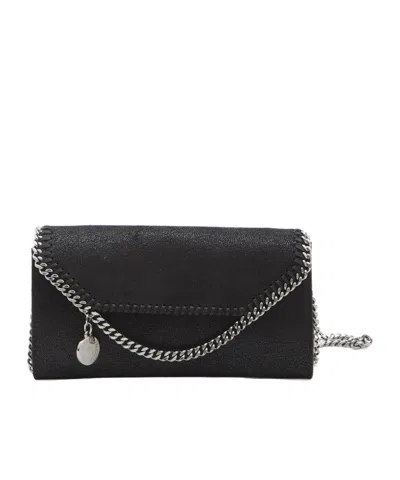 Stella Mccartney The Falabella Mini Vegetarian Textured-leather Shoulder Bag In Black