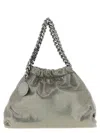 Stella Mccartney Falabella Mini Drawstring Bag Eco Shiny In Silver