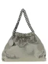 Stella Mccartney Falabella Metallic Crossbody Bag With Chain-link Shoulder Strap And Logo Charm On The Front In Ecole In Gray