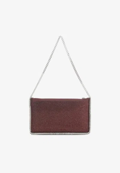 Stella Mccartney Falabella Crystal Chain Clutch In Burgundy