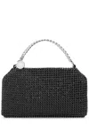 Stella Mccartney Falabella Crystal-embellished Satin Top Handle Bag In Black