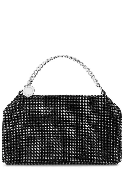 Stella Mccartney Falabella Crystal-embellished Satin Top Handle Bag In Black