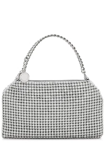Stella Mccartney Falabella Crystal-embellished Satin Top Handle Bag In Neutral