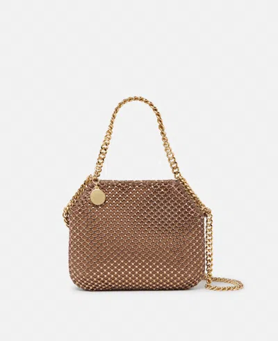 Stella Mccartney Falabella Crystal Mesh Mini Tote Bag In Metallic Brown