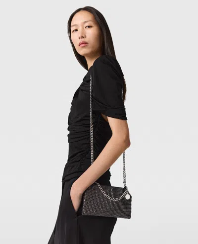 Stella Mccartney Falabella Crystal Mesh Shoulder Bag In Black