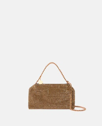 Stella Mccartney Falabella Crystal Mesh Shoulder Bag In Metallic Brown