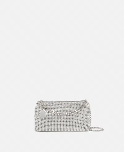 Stella Mccartney Falabella Crystal Mesh Shoulder Bag In Metallic Silver