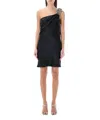Stella Mccartney Black Viscose Blend Mini Dress In Black
