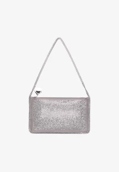 Stella Mccartney Falabella Crystal Pochette Shoulder Bag In Silver
