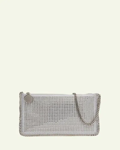 Stella Mccartney Falabella Crystal-covered Pochette Shoulder Bag In Silver