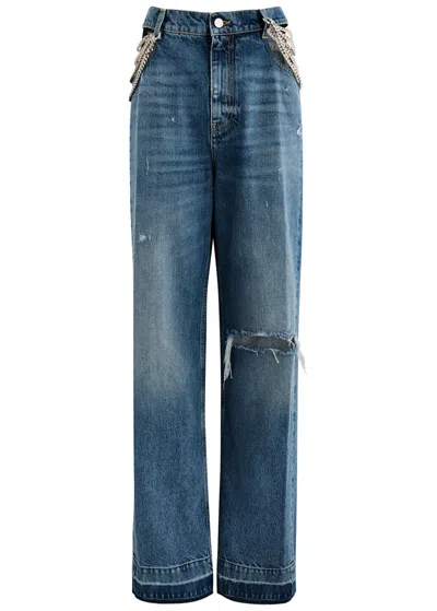 Stella Mccartney Falabella Cut-out Straight-leg Jeans In Denim