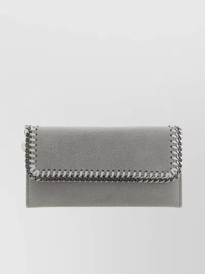 Stella Mccartney Falabella Deer Wallet With Chain Trim In Gray