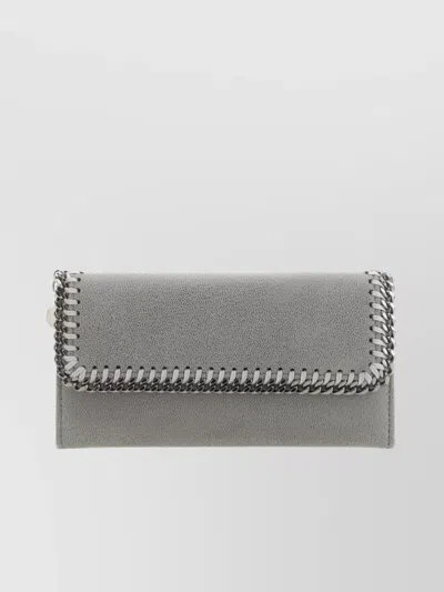 Stella Mccartney Falabella Deer Wallet With Chain Trim In Grey