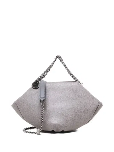 Stella Mccartney Falabella Double-chain Handle Shaggy Deer Bag In Gray