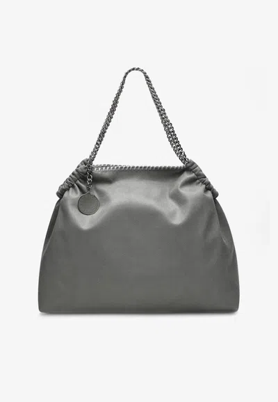 Stella Mccartney Falabella Drawstring Chain Tote Bag In Gray
