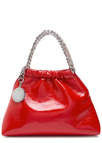Stella Mccartney Falabella Drawstring Faux Patent Leather Cross-body Bag In Red