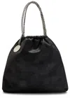 Stella Mccartney Falabella Drawstring Faux Suede Tote In Black