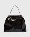 Stella Mccartney Falabella Drawstring Patent Tote Bag In Black