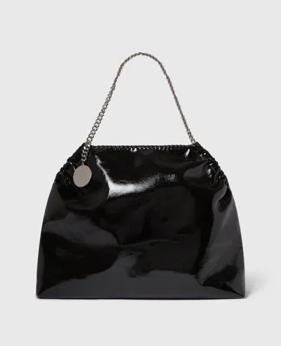 Stella Mccartney Falabella Drawstring Patent Tote Bag In Black