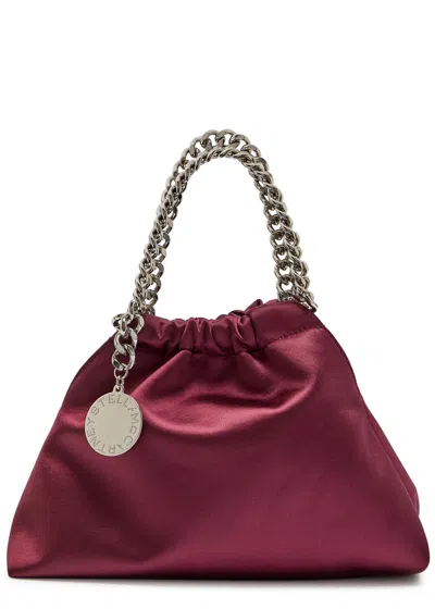 Stella Mccartney Falabella Drawstring Satin Cross-body Bag In Burgundy