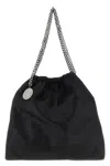 Stella Mccartney Black Shoulder Bag With Diamond-like Chain And Logo Charm On The Front In Black